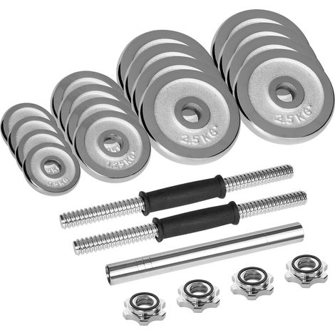 Rebel Active verchromte, verstellbare Kurzhanteln aus Gusseisen im Tragekoffer mit Stange, Set 30 kg RBA-2326-30 (5901890122139) (1/5)