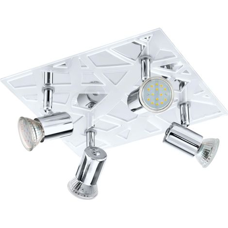 Plafonnier 1, spot de plafond, acier, plastique chromé satiné