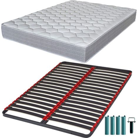 Matelas mousse + Sommier métal C39 140x190 Madere - Hauteur 24 cm - Soutien ferme (1/5)