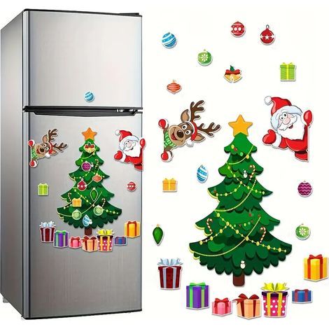 Weihnachtsmagnet-Set – Motive: Weihnachtsmann, Schneemann & Rentier – für Kühlschrank, Garagentor & Auto – wasserfest – sorgt für stimmungsvolle Festtagsatmosphäre (1/4)
