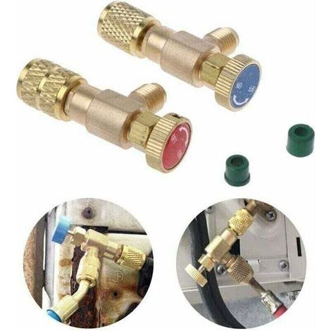2 Pcs Remplissage Réfrigérant Soupape de Sécurité Coupleur Rapide Air Conditionné R410A R22 Connecteur Adaptateurs, (1/4)