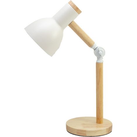 1 Lámpara de escritorio, base de madera, pantalla ajustable 180°, giro de 350°, casquillo E12, para dormitorio, oficina o estudiante. (1/5)