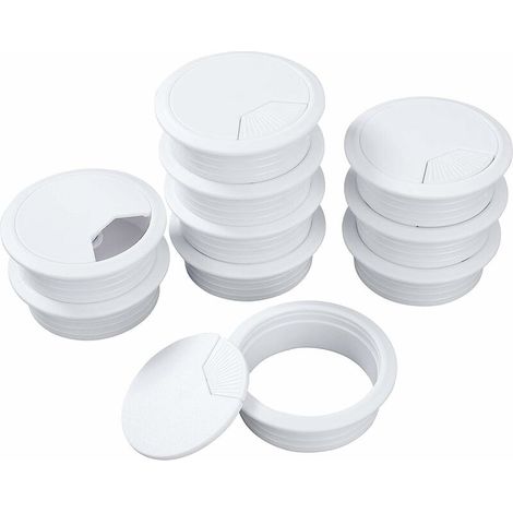 Fil de Câble de Bureau Blanc Passe-Câbles Cordon à Œillets en Plastique pour Ordinateur de Bureau Pc 60mm 10 Pièces,-Versailles (1/5)