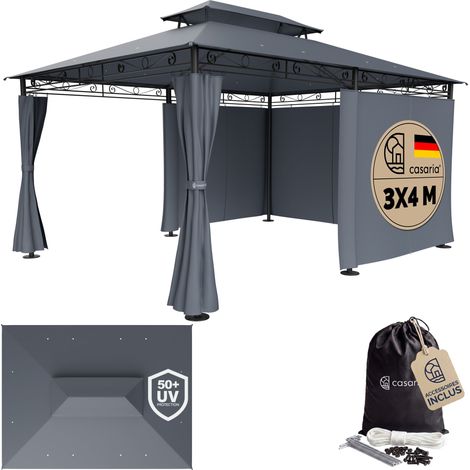 Tonnelle de jardin Topas 3x4 m Tente de réception avec toile hydrofuge Pavillon pergola Mobilier extérieur Anthracite