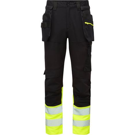 Pantalon Dx4 Artisans Haute-visibilité Classe 1 Avec Poches Flottantes Démontables - Taille 38 - Jaune/noir - Portwest (1/2)