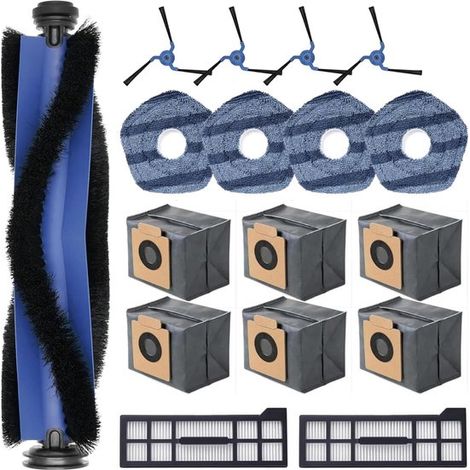 Juego de accesorios de 17 piezas. Apto para la aspiradora robot Eufy X10 Pro Omni: 1 cepillo giratorio,4 mopas,2 filtros,6 bolsas para el polvo