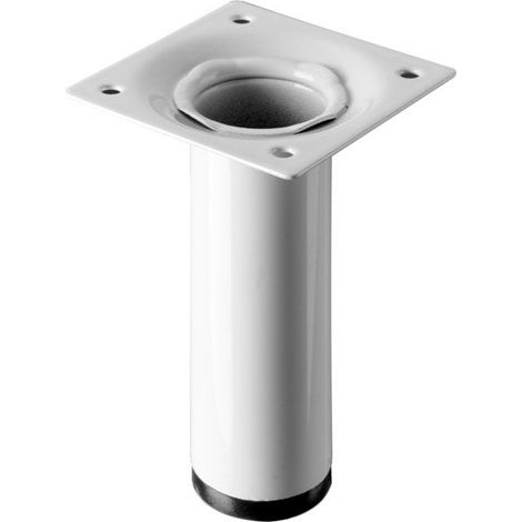 Pied De Meuble Cylindrique Fixe Acier Époxy Blanc, 10 Cm