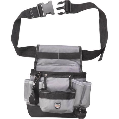 KWB Bolsa de cinturón porta-herramientas de nylon negro y plata