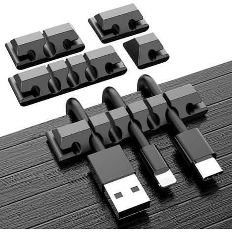 Dailygoody – Kabelclips – Kabelorganizer – Selbstklebend – Silikon – USB-Kabelhalter – Für Zuhause und Büro – 5 Stück (1/5)