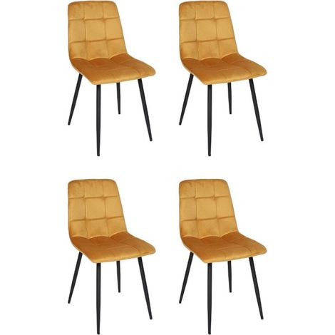 Lot de 4 Chaises "Mateo" 88cm Jaune Moutarde (1/5)