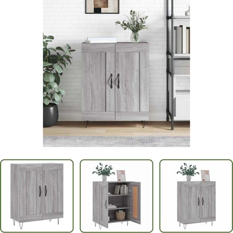 vidaXL Buffet bois d'ingénierie - Buffet Sonoma gris 69,5 x 34 x 90 cm Bois d'ingénierie et fer (1/5)