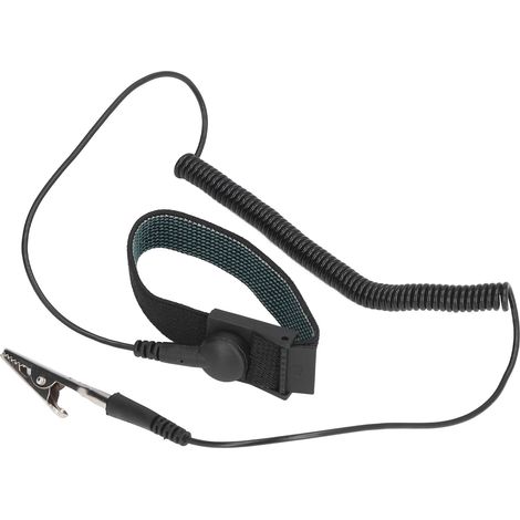 Bracelet de mise à la terre antistatique ajustable pour composants électroniques sensibles, noir (1/5)