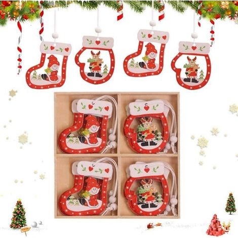 Weihnachtsschmuck für den Tannenbaum - Holzdekorationen - 12 Stück - Retro-Stil - Leicht aufzuhängen - Ideal als Geschenk