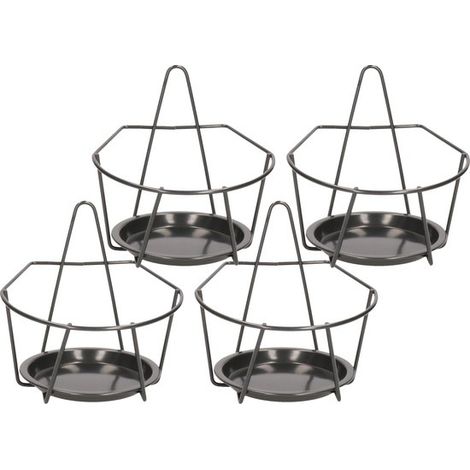 4 supports muraux gris en métal pour pots de fleurs de 18 cm - Supports muraux pour jardinières/jardinières - Décorations de jardin/murales (1/4)