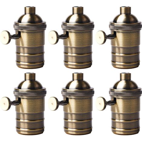 Vintage Aluminum Socket Set of 6 220V E27 Bronze Rotary Switch Ceiling Adapter LED Lamp Retro Decoration Pendant Light Fixture (1/5)
