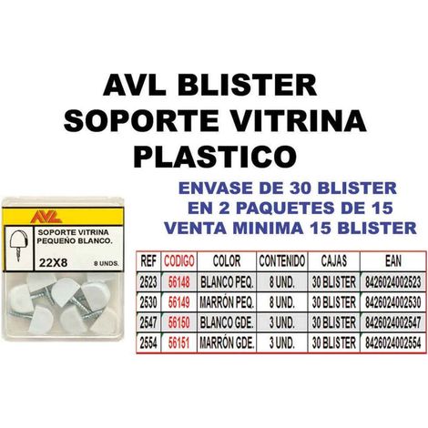 WURKO soportes vitrina grande marron 2554 blister 3 , Soportes portaestante grandes, modelo 2554Color marrónCon rosca para maderaBlister