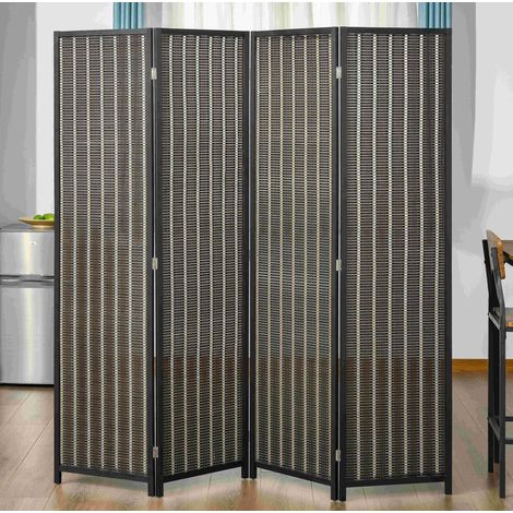 Paravent pliable 4 panneaux 180 x 180 cm en bambou marron OKWISH (1/5)
