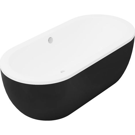 Vasca da bagno freestanding ovale 200 litri 170 x 80 x 58 cm Nero matt - Acrilico - NEPTUNA (1/5)