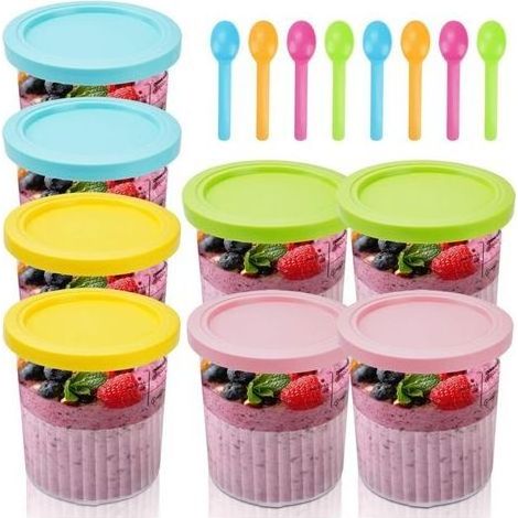 Set mit 8 Aufbewahrungsbehältern für Ninja Creami Deluxe Pints, kompatibel mit den Serien NC501 und NC500, 680 ml, BPA-frei, spülmaschinenfest (Teile) (1/5)
