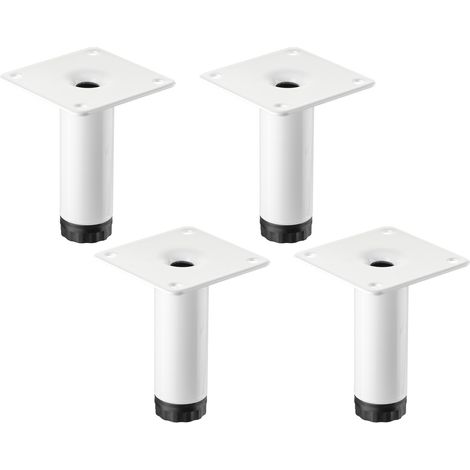 4 Stück SOTECH Möbelfüße LIMA Höhe 80 mm, Ø 25 mm Höhenverstellbar 10 mm weiss matt Vitrinenfüße Sockelfüße Schrankfüße