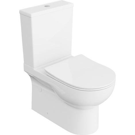 Einteilige Stand-WC mit eingebautem Spülkasten POSEJDON WHITE Komplett-Set
