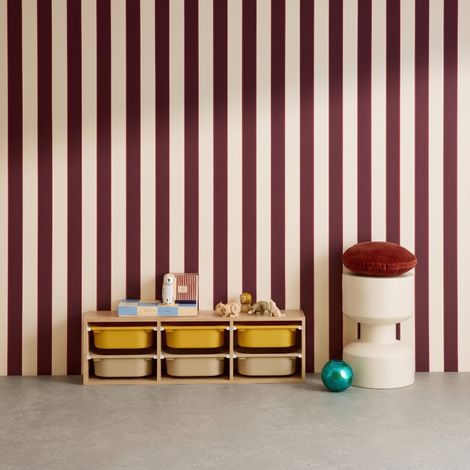 - Meuble de rangement naturel pour enfant. 6 bacs en plastique moutarde taupe - Sora (1/5)