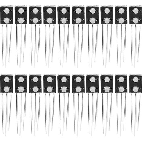 Lot de 20 supports de diodes LED lumineuses, 2 trous, bicolore, 3 broches, cathode commune, base émettrice de lumière, gauche vert droite rouge (1/5)