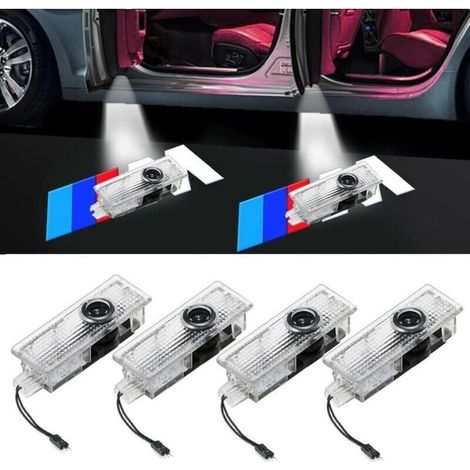 Lot de 4 projecteurs LED pour éclairage de porte de voiture – projection de logo personnalisable – compatible avec modèles BMW Série 1 à 7 et X1 à X7