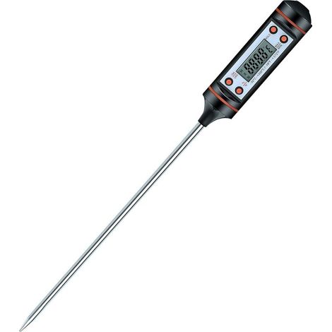 Thermometre de Cuisson, Thermomètre de Cuisine Numérique, Lecture Instantanée 3 Secondes, 5.9inch Sonde Inox, Thermometre Cuisson Sonde pour Patisserie, Culinaire, Lait, Viande, etc (Noir) (1/5)