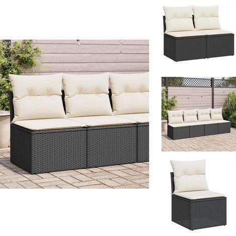 Salon de jardin avec coussins 2 pcs noir résine tressée acacia - Ensemble De Canapés De Jardin - Ensembles De Canapés De Jardin - Ensemble De Canapés D'extérieur - Ensemble De Canapés De Patio (1/5)