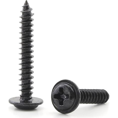 100 vis à tôle tête cruciforme noire avec rondelles (5 mm, M2.3, pièces) : M1.4, M1.7, M2, M2.6,