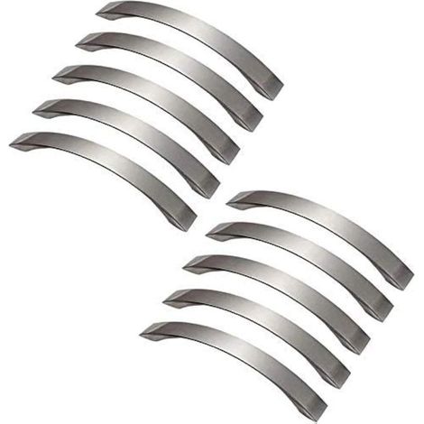 Lot de 10 poignee de meuble cuisine - chromées- Poignées de porte Nickel Brossé poignee de cuisine poignée cuisine inox entraxe 128mm (1/5)