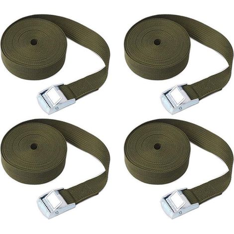 Spanngurte mit Ratsche 4er Set 1m x 25mm Armeegrün für Ladung & Gepäck