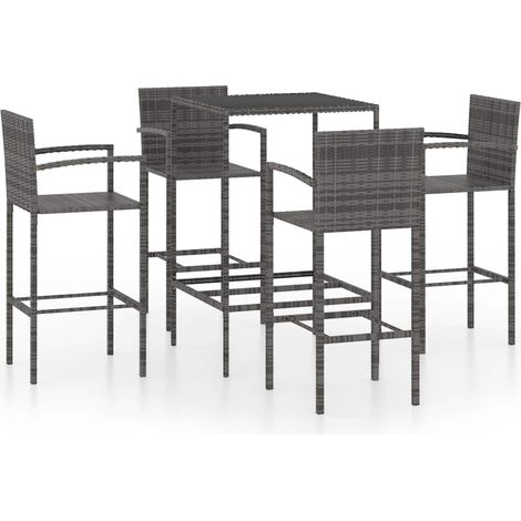 Maison Exclusive - Mesa y taburetes altos jardín 5 piezas ratán s (1/5)