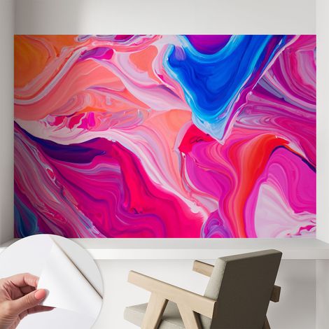 Papier peint autocollant Mural avec colle pour salon et chambre Décoration murale rapide Vagues fluides 104x70 cm (1/5)