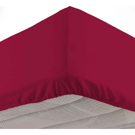 Drap Housse en Coton "Biolina" 160x200cm Bordeaux (1/4)