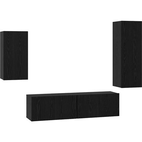 Maison Exclusive - Conjunto de mueble de TV 4 pcs Roble Negro Mad