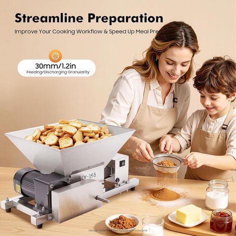 Moulin à fruits électrique 4 l, 60 W, en acier inoxydable, broyeur de fruits, pain, sucre, avec marche avant et arrière, moteur en cuivre avec capacité de traitement de 75 tr/min et 20 kg/h (1/5)