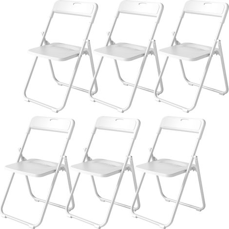 Sillas plegables plástico respaldo curvo ventilación estructura acero blanco 48,5x47x75 cm (1/5)