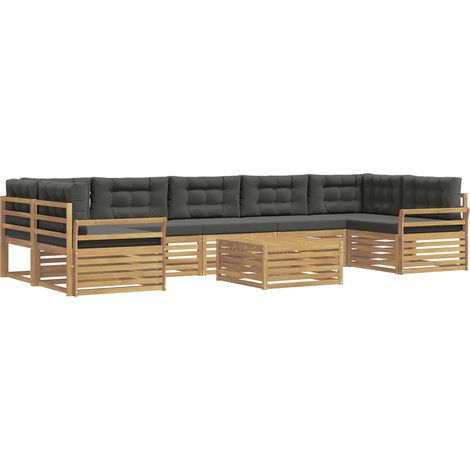 Conjunto de sofás de exterior 8 uds. 7 plaza Blanco y Antracita vidaXL (1/5)