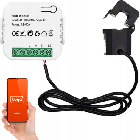 Contatore elettrico Tuya 80A Zigbee con fissaggio a morsetto (1/5)