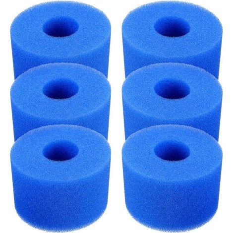 6er-Pack wiederverwendbare und waschbare Schaumstofffilterkartuschen für Jacuzzi-Pools, Modell S1 (Blau)