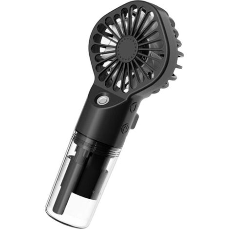 Tragbarer Sprühventilator, Mini-Sprühventilator mit transparentem Nebel, USB-wiederaufladbar, 4 Geschwindigkeitsstufen, für Zuhause, Büro, Outdoor, Reisen, Schwarz (1/4)