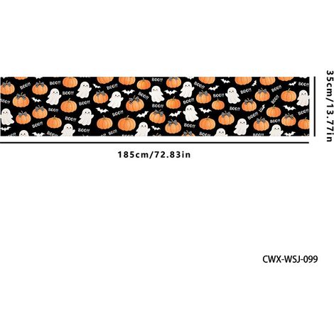 Nappe, chemin de table et décoration de bureau pour Halloween (terrasse ou bureau), guirlande festive - 180 x 30 cm (polyester) - Lot de 4