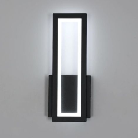 Applique Murale LED Moderne Rectangulaire Éclairage pour Chambre Couloir Salon Escalier Lumière Froide 16W 6500K Acrylique Noir Blanche (1/4)