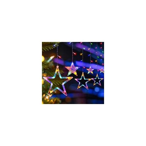 Guirlande Lumineuse Étoiles, 3.5M Étoiles Rideau Lumineux,8 Modes d'Éclairage, Decoration Noel Intérieur/Extérieur, Guirlande Lumineuse Étanche pour Balcon