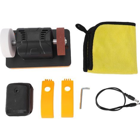 Mini meuleuse d'établi adaptée pour polisseuse à batterie Makita 18 V, ponceuse électrique, petite rectifieuse 2000-6000 tr/min, 2 roues, aiguisoirs, 3 pouces, jaune (1/5)