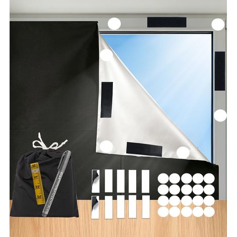 Rideau Occultant 145x300 cm sans Perçage,Store Occultant Thermique et Anti Chaleur,Rideau Blackout Portable pour Voyage, Fenêtre de Toit,Compatible avec pour Velux,Découpable sur Mesure avec Sac (1/5)
