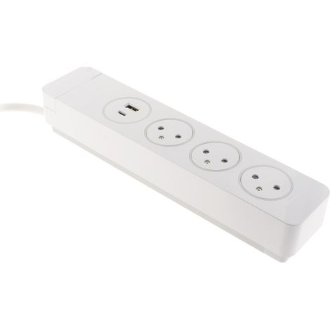 Multiprise Easy Eject 3x2P+T (16A) - 2 ports USB - Mantéa - Otio (1/5)