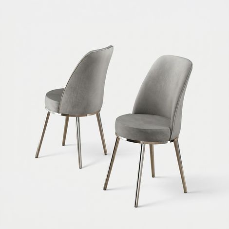 Set 2 gepolsterte Stühle aus Metall und Stoff Pefa - Grau (1/3)